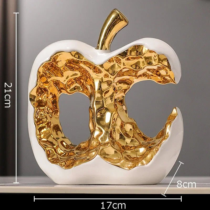 Goldener Apfel - Keramik: Aushöhlte Skulptur & kreative Deko für den Schreibtisch - ApolettaApoletta