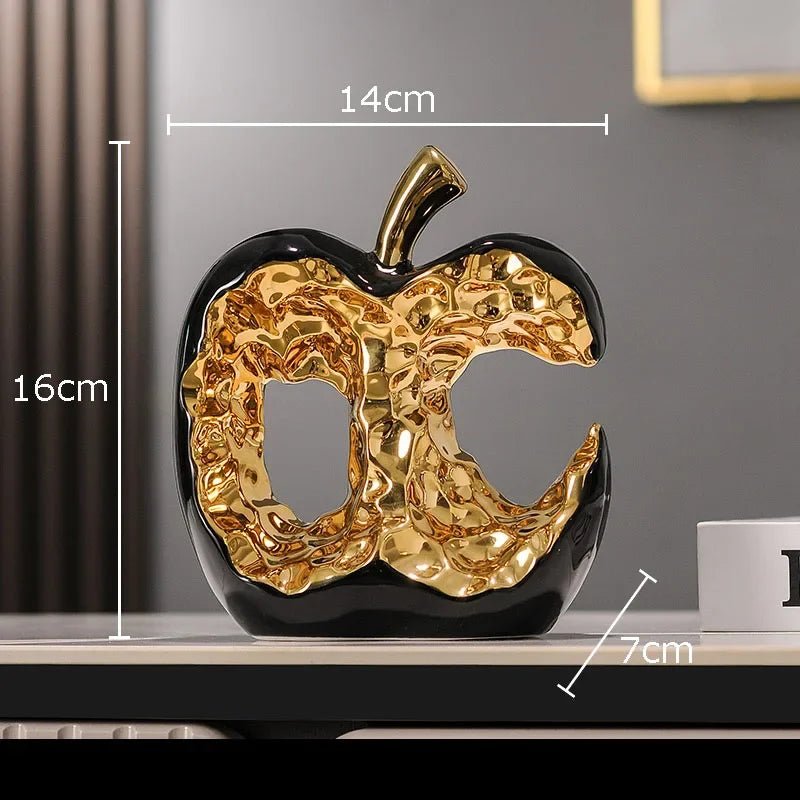Goldener Apfel - Keramik: Aushöhlte Skulptur & kreative Deko für den Schreibtisch - ApolettaApoletta