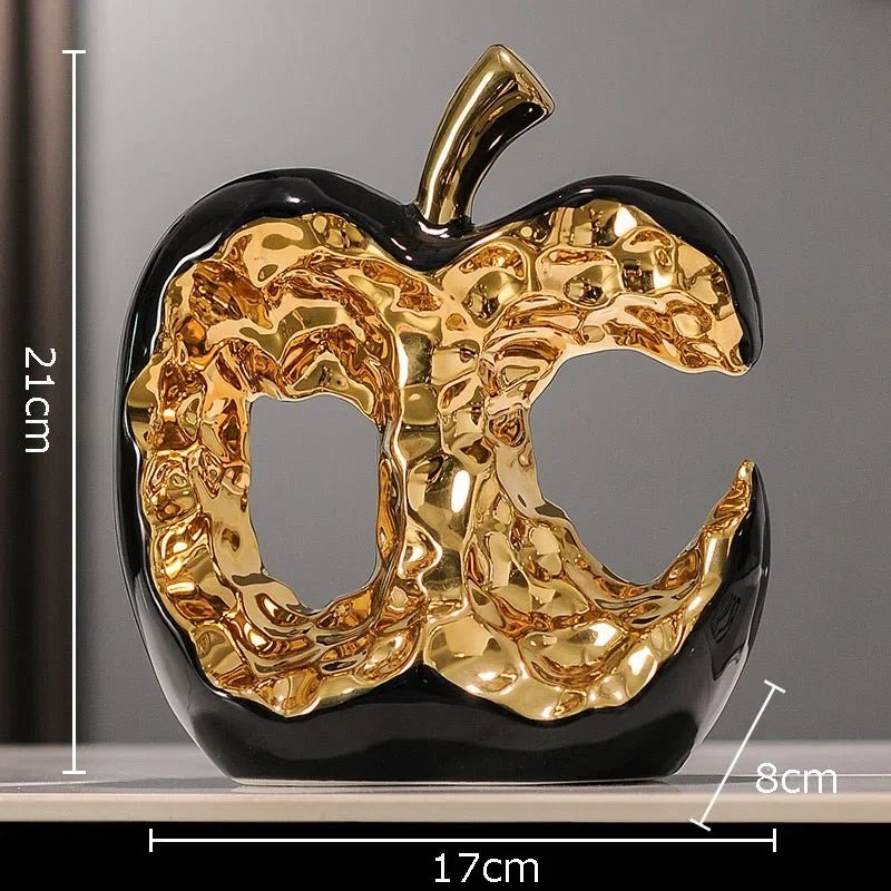 Goldener Apfel - Keramik: Aushöhlte Skulptur & kreative Deko für den Schreibtisch - ApolettaApoletta