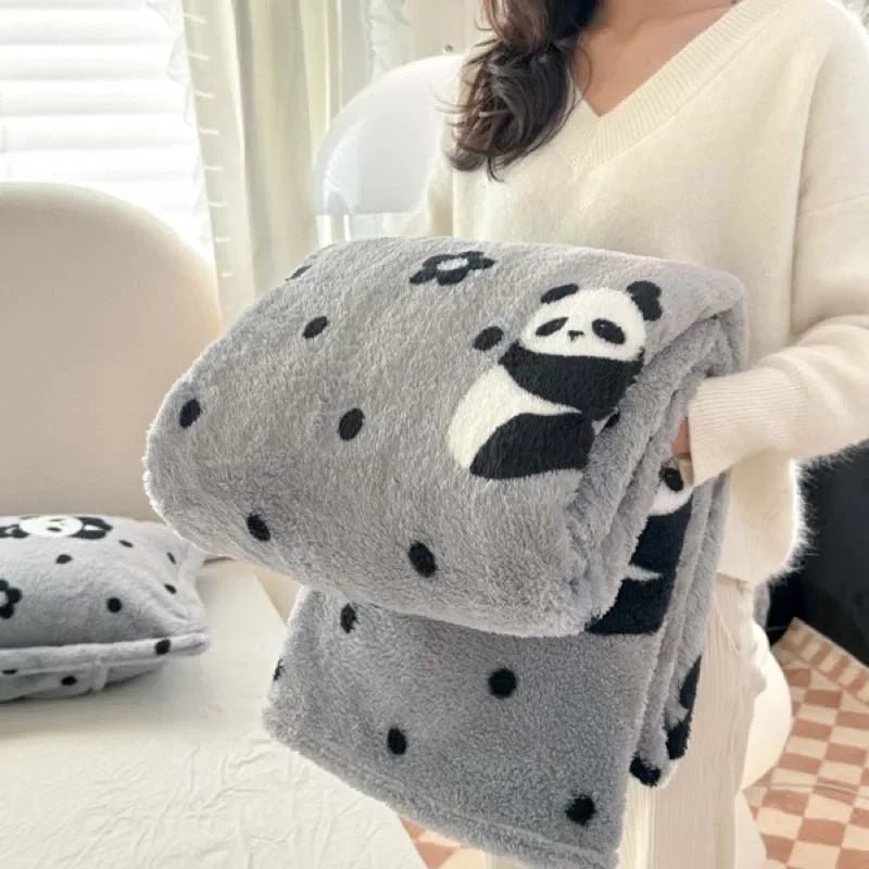 Rosa - weiße Flanell - Panda - Fleece - Decke: Weich & bequem für Sofa, Bett und Büro - ApolettaApoletta