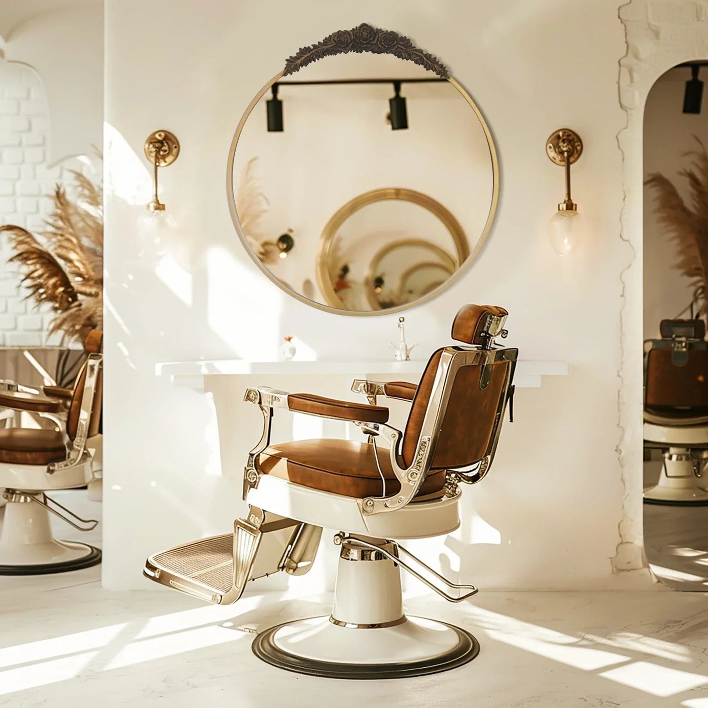 Barock Wandspiegel: Vintage Messing - Design mit Rosen & Metallrahmen für Bad und Wohnzimmer - ApolettaApoletta
