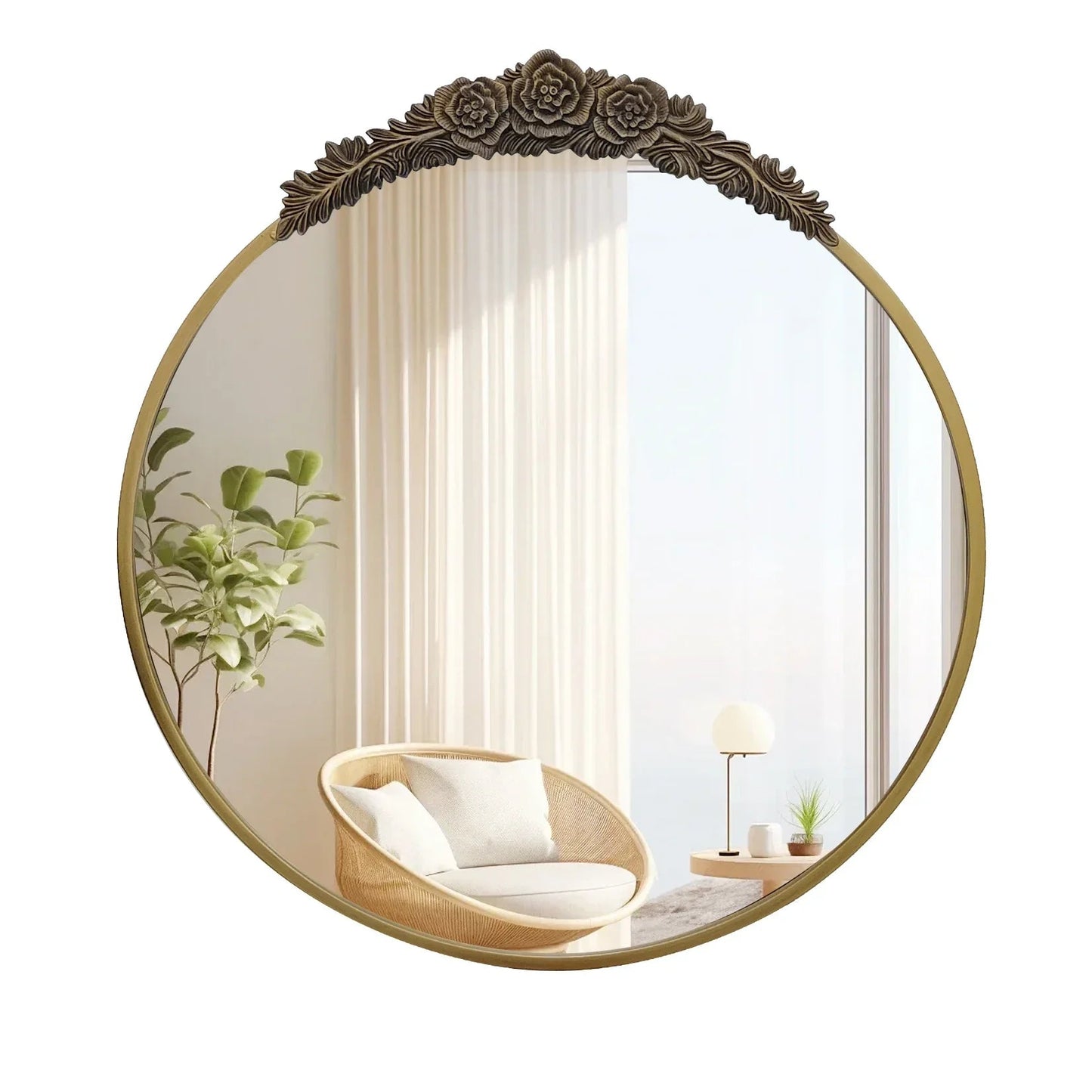 Barock Wandspiegel: Vintage Messing - Design mit Rosen & Metallrahmen für Bad und Wohnzimmer - ApolettaApoletta