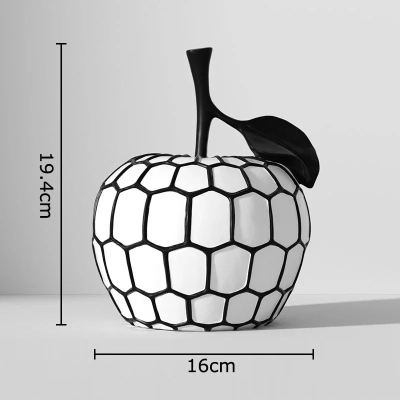 Schwarz - weiß gestreifte Apfel - /Ananas - Statue: Minimalistische Harz - Skulptur für Schreibtisch - Dekoration - ApolettaApoletta