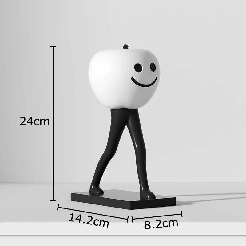 Schwarz - weiß gestreifte Apfel - /Ananas - Statue: Minimalistische Harz - Skulptur für Schreibtisch - Dekoration - ApolettaApoletta
