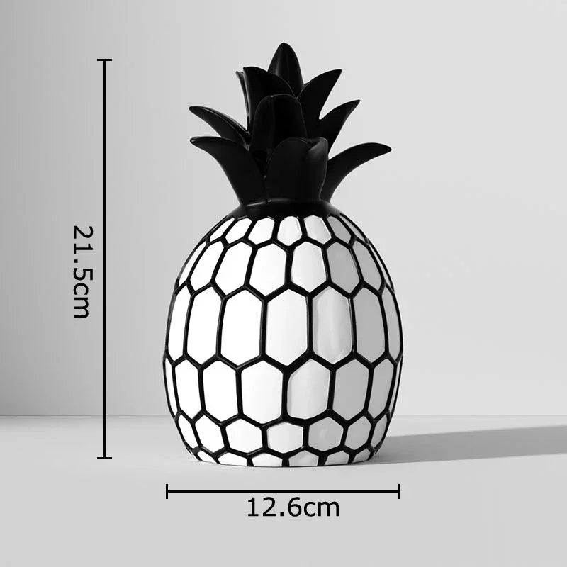 Schwarz - weiß gestreifte Apfel - /Ananas - Statue: Minimalistische Harz - Skulptur für Schreibtisch - Dekoration - ApolettaApoletta