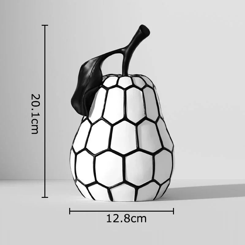 Schwarz - weiß gestreifte Apfel - /Ananas - Statue: Minimalistische Harz - Skulptur für Schreibtisch - Dekoration - ApolettaApoletta