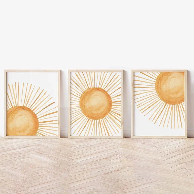 Boho Rainbow & Sunshine Poster (3er - Set): Wandkunst für Jungen - & Mädchenzimmer - ApolettaApoletta