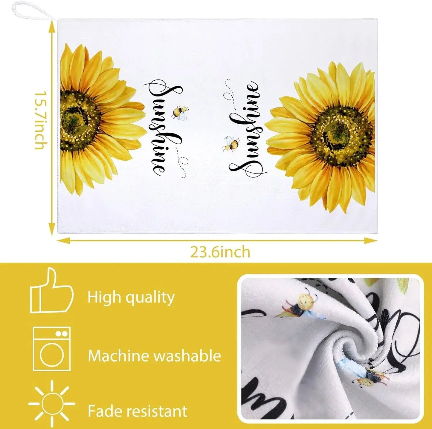 4er - Pack Sonnenblumen - Servietten: 40x60 cm, schmutzabweisend & stilvoll für Küche und Esszimmer - ApolettaApoletta