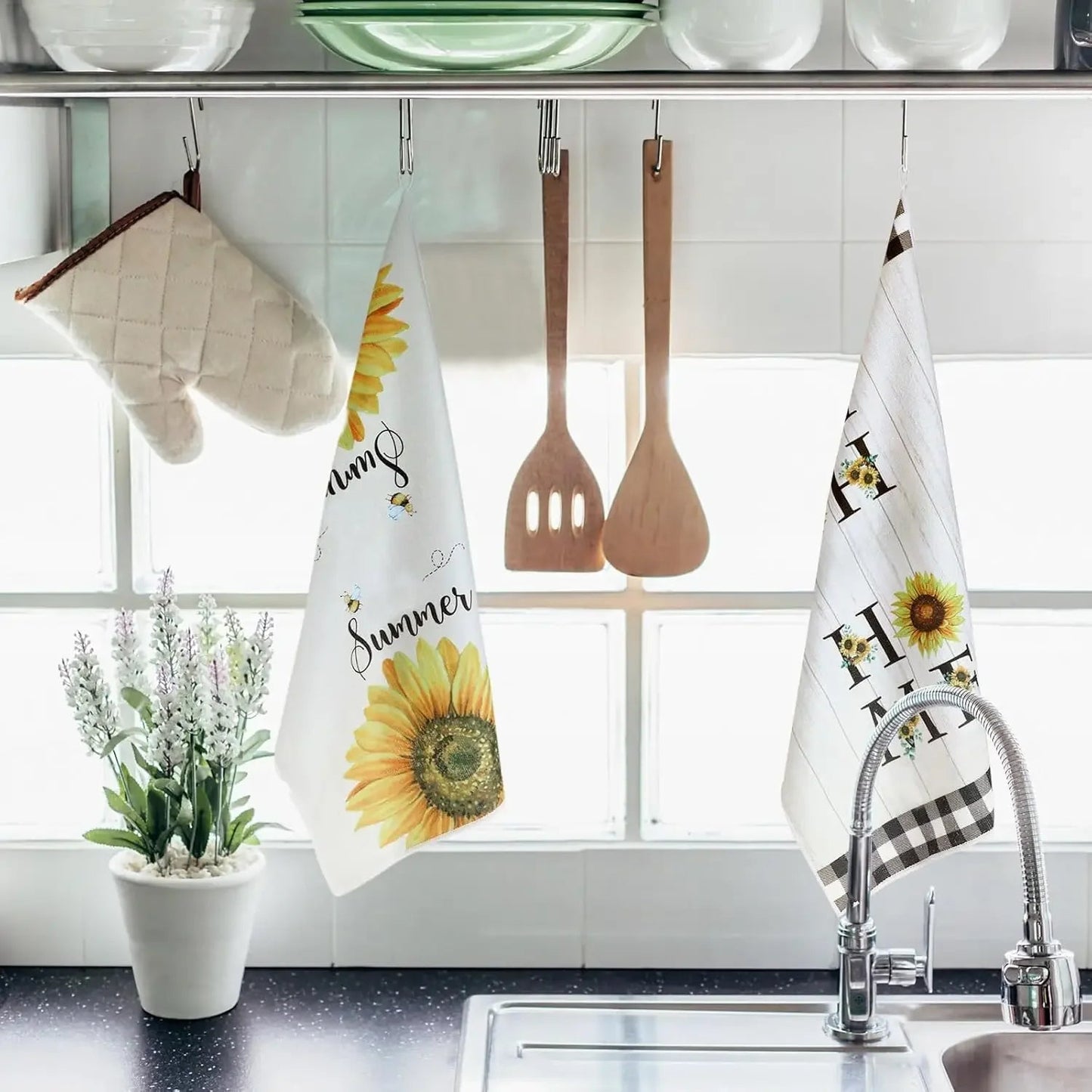 4er - Pack Sonnenblumen - Servietten: 40x60 cm, schmutzabweisend & stilvoll für Küche und Esszimmer - ApolettaApoletta