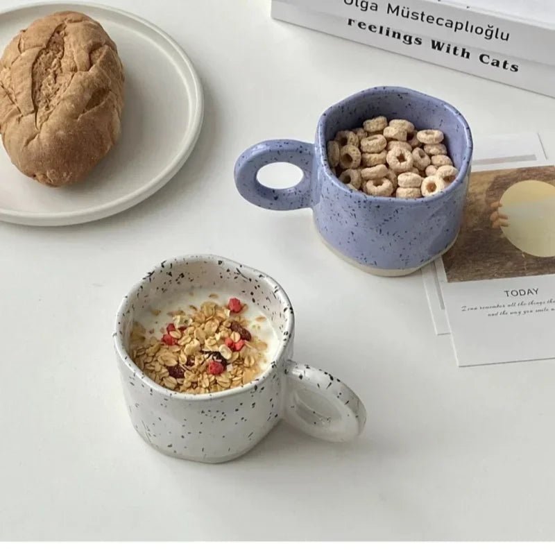 250 ml Keramik - Becher: Handgemacht mit Ringgriff für Kaffee & Heiße Schokolade - ApolettaApoletta