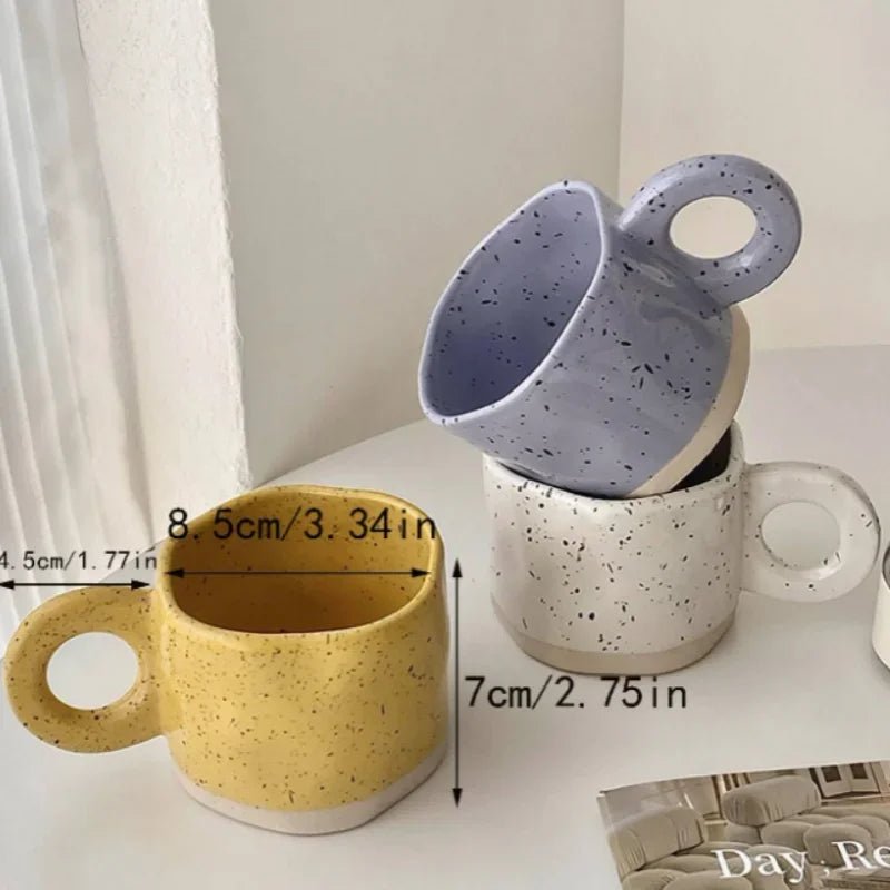 250 ml Keramik - Becher: Handgemacht mit Ringgriff für Kaffee & Heiße Schokolade - ApolettaApoletta