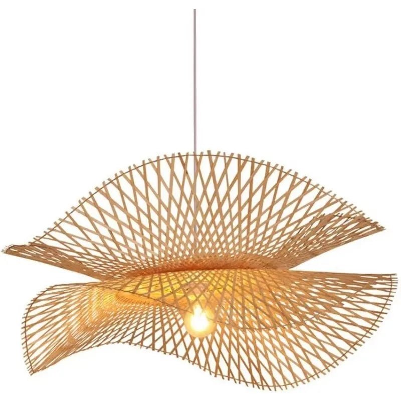 Bambus - Pendelleuchte: Handgewebter Rattan - Kronleuchter im Bauernhaus - Stil - ApolettaApoletta