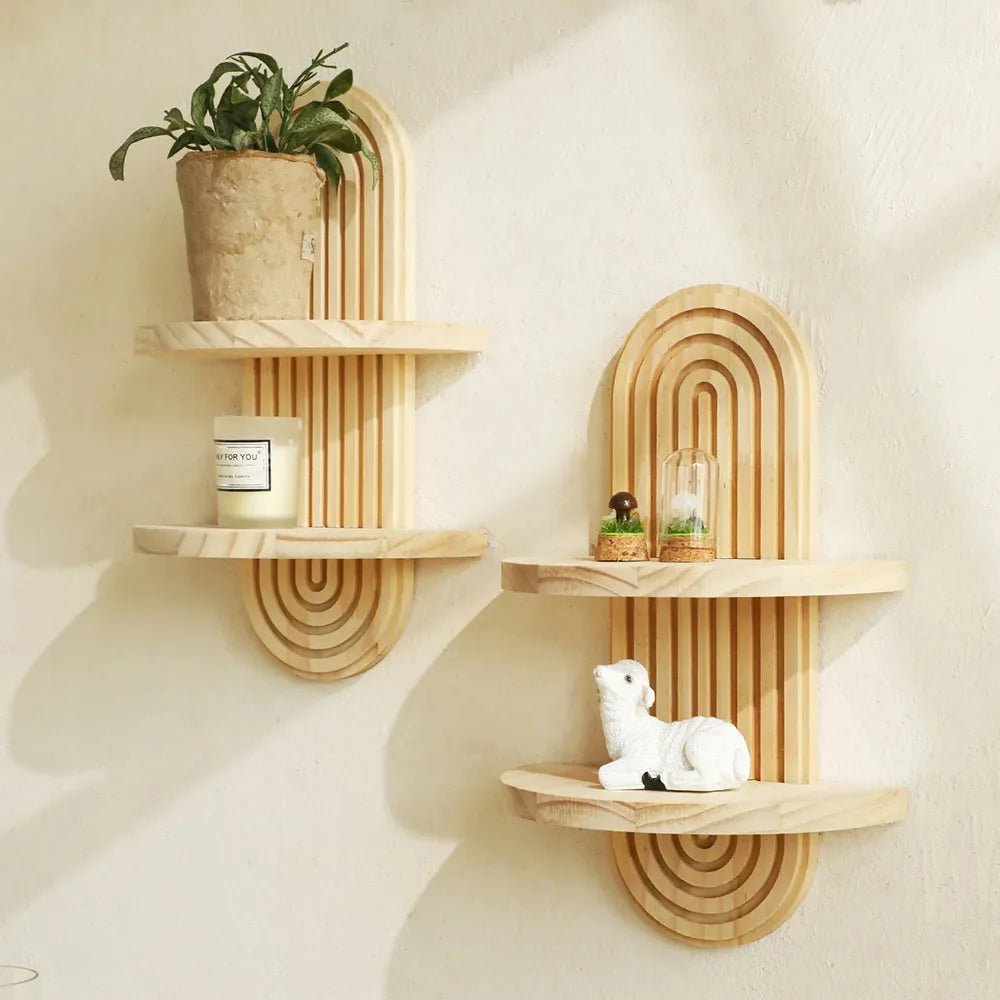 Holzregal im Boho - Stil: Wandmontiert für Wohnzimmer & Badezimmer - ApolettaApoletta