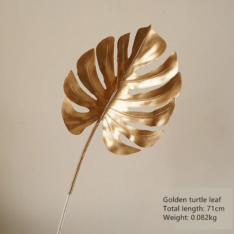 Goldene Serie Palm Ginkgo Eukalyptusblatt Künstliche Rose Hortensie Hochzeit Blumenarrangement Zubehör Home Weihnachtsdekoration - ApolettaApoletta
