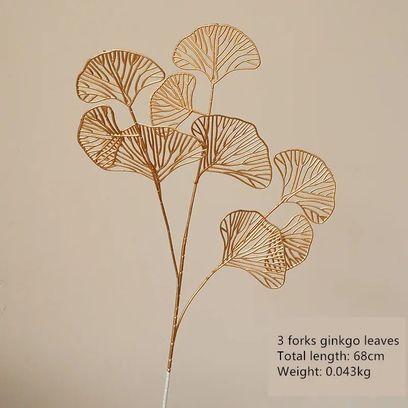 Goldene Serie Palm Ginkgo Eukalyptusblatt Künstliche Rose Hortensie Hochzeit Blumenarrangement Zubehör Home Weihnachtsdekoration - ApolettaApoletta