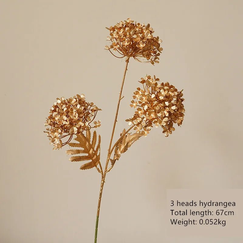 Goldene Serie Palm Ginkgo Eukalyptusblatt Künstliche Rose Hortensie Hochzeit Blumenarrangement Zubehör Home Weihnachtsdekoration - ApolettaApoletta