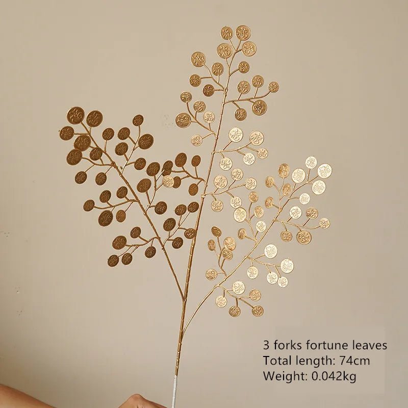 Goldene Serie Palm Ginkgo Eukalyptusblatt Künstliche Rose Hortensie Hochzeit Blumenarrangement Zubehör Home Weihnachtsdekoration - ApolettaApoletta
