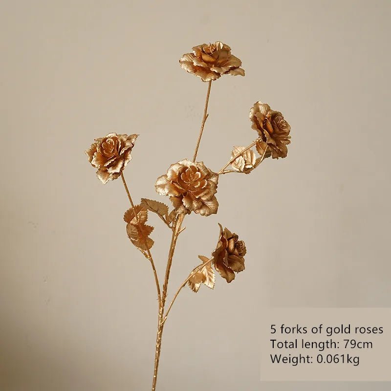 Goldene Serie Palm Ginkgo Eukalyptusblatt Künstliche Rose Hortensie Hochzeit Blumenarrangement Zubehör Home Weihnachtsdekoration - ApolettaApoletta