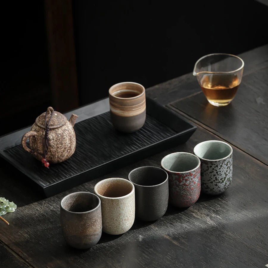 Japanische Teetasse im Vintage - Stil: 130 ml Steinzeug - Porzellan für Tee & Kaffee - ApolettaApoletta