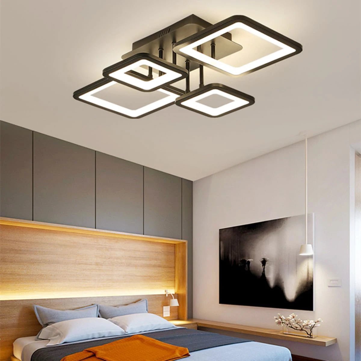 Moderne dimmbare LED - Deckenleuchte: Kreatives rechteckiges Design mit 54W & Fernbedienung - ApolettaApoletta