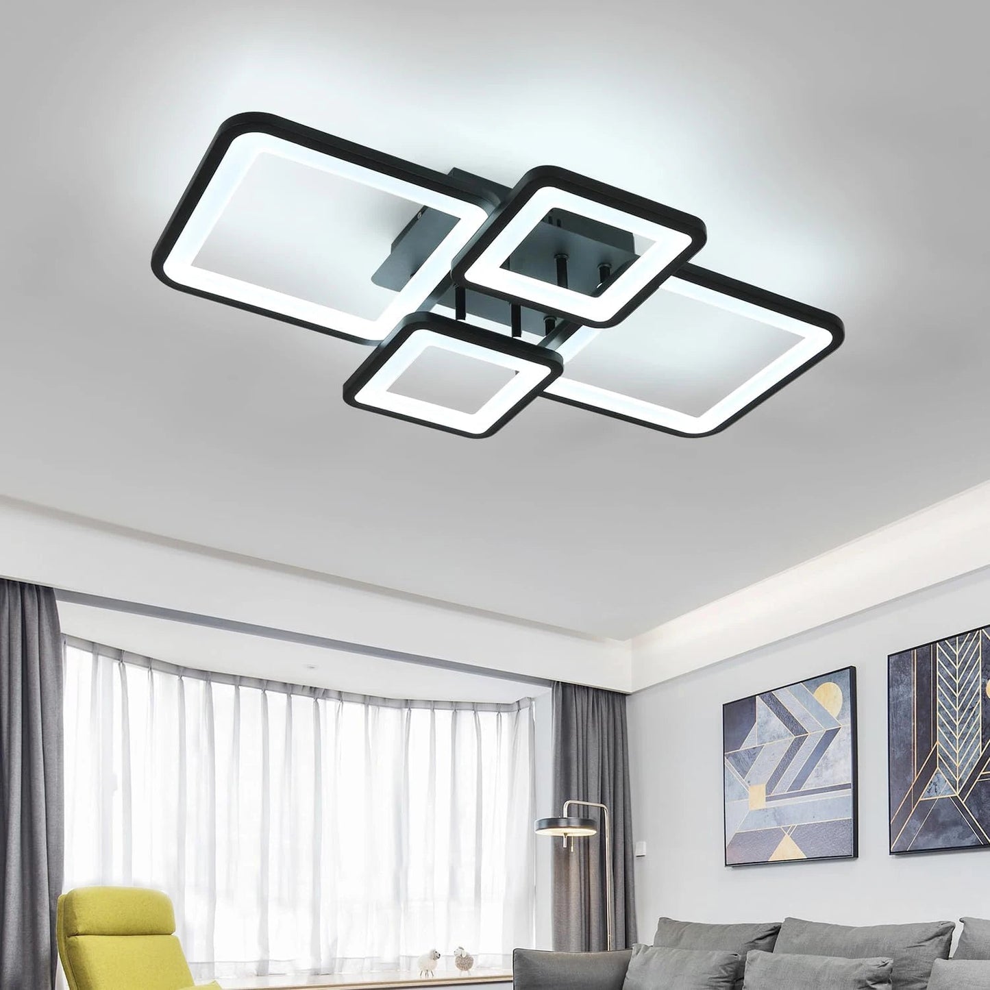 Moderne dimmbare LED - Deckenleuchte: Kreatives rechteckiges Design mit 54W & Fernbedienung - ApolettaApoletta