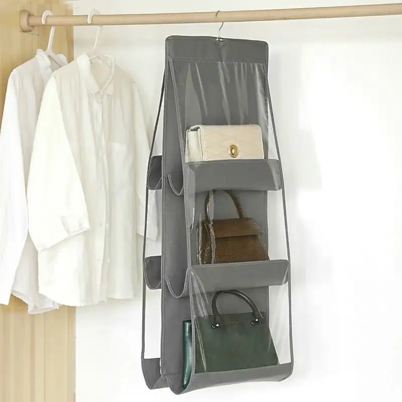 Hängender Handtaschen - Organizer: 6 Fächer & durchsichtige Taschen für den Kleiderschrank - ApolettaApoletta