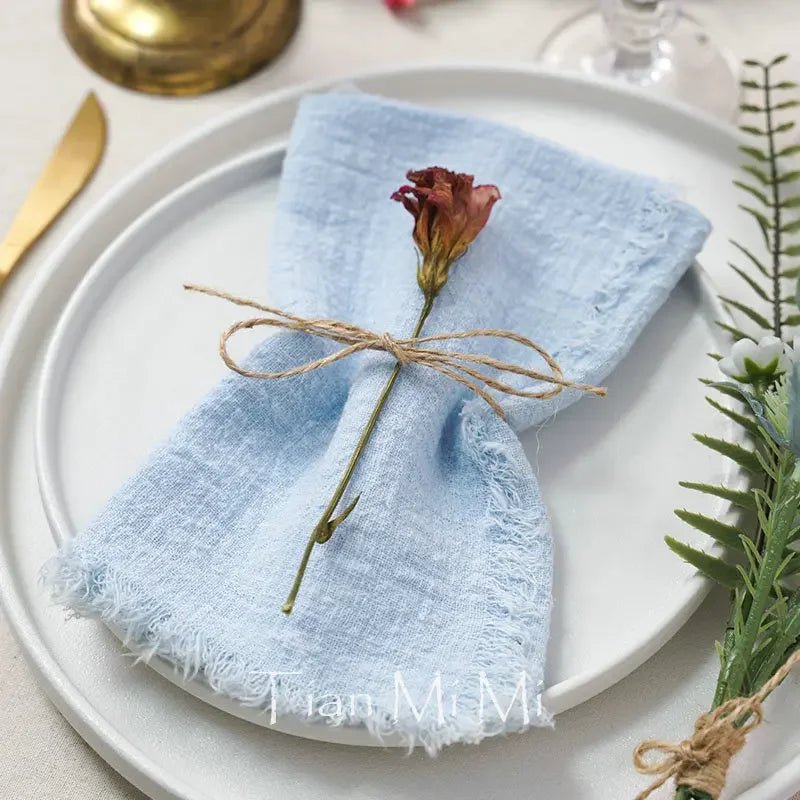 10er - Set Rustikale Vintage - Servietten: Baumwoll - Leinen für Hochzeit & Tischdeko - ApolettaApoletta