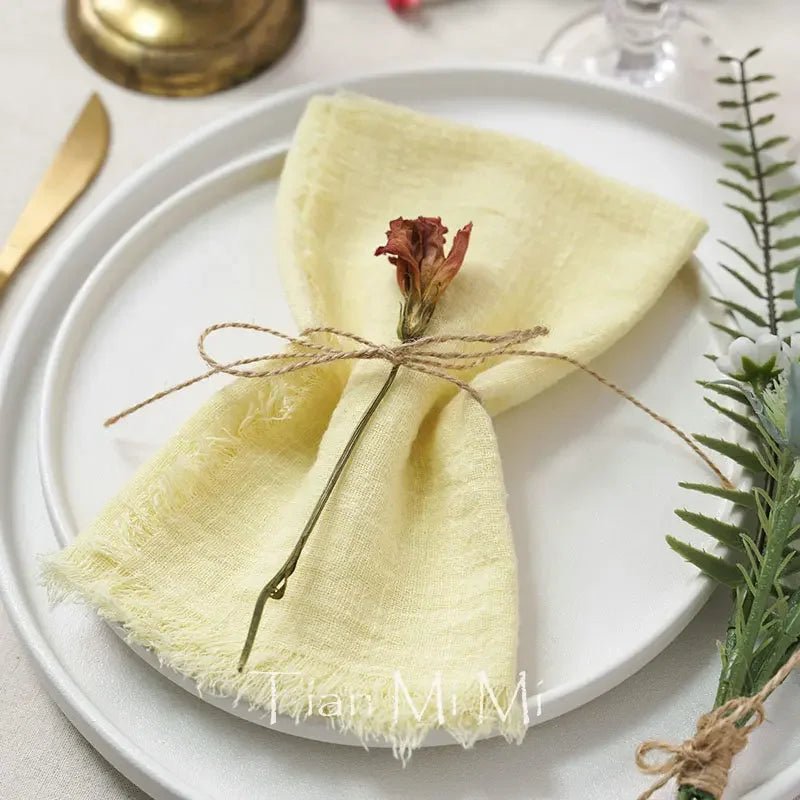 10er - Set Rustikale Vintage - Servietten: Baumwoll - Leinen für Hochzeit & Tischdeko - ApolettaApoletta
