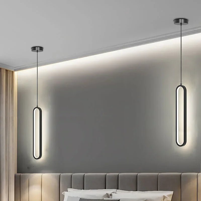 Moderne, minimalistische LED - Pendelleuchte: Gold - Schwarz - Kronleuchter für Schlaf - und Wohnzimmer - ApolettaApoletta