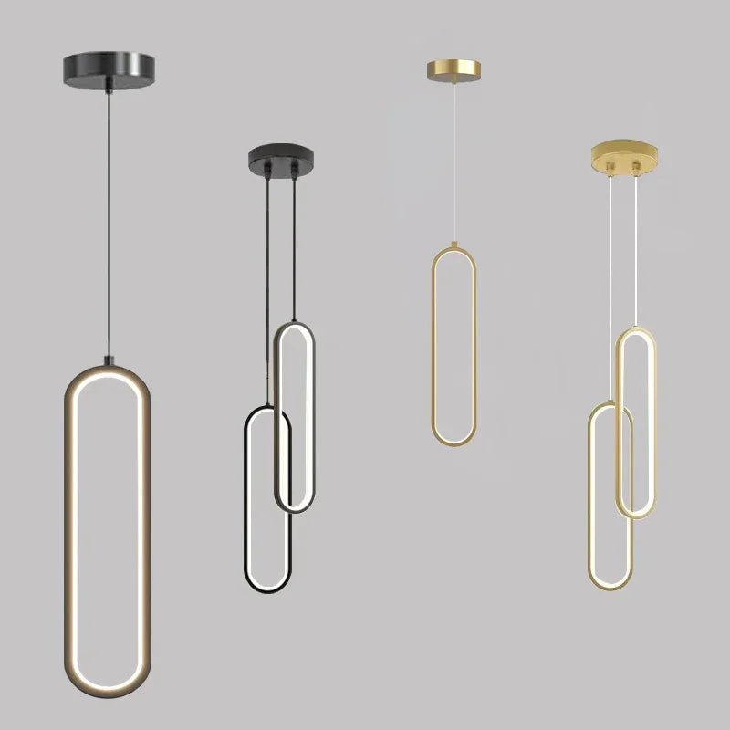 Moderne, minimalistische LED - Pendelleuchte: Gold - Schwarz - Kronleuchter für Schlaf - und Wohnzimmer - ApolettaApoletta