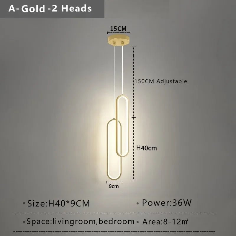 Moderne, minimalistische LED - Pendelleuchte: Gold - Schwarz - Kronleuchter für Schlaf - und Wohnzimmer - ApolettaApoletta