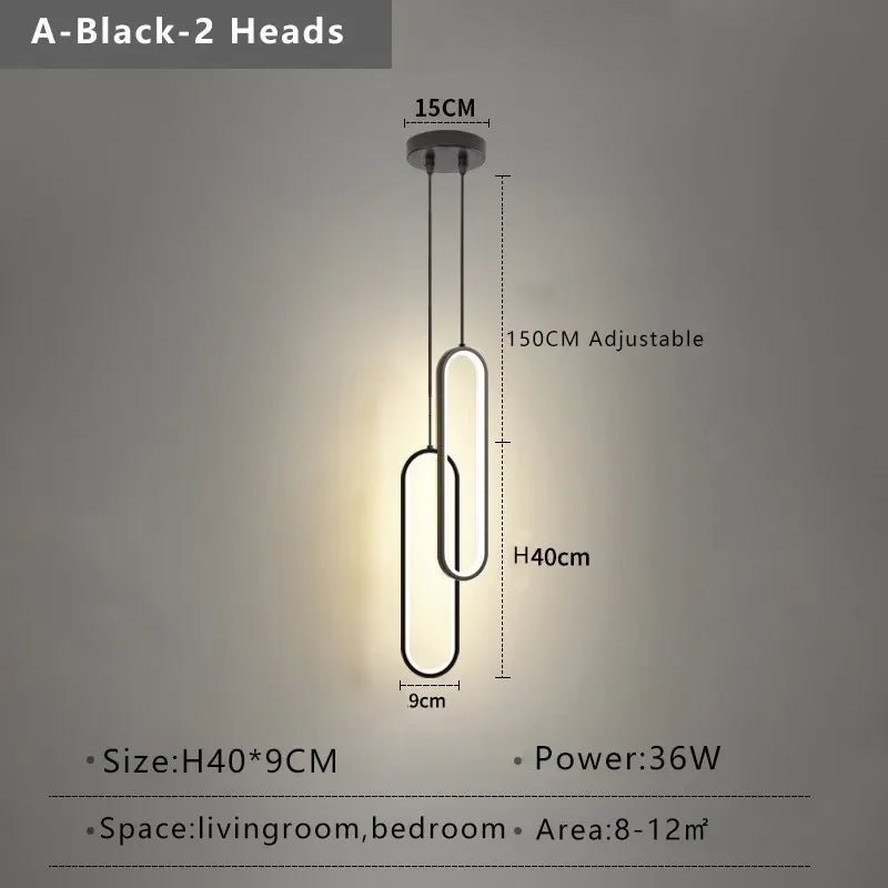 Moderne, minimalistische LED - Pendelleuchte: Gold - Schwarz - Kronleuchter für Schlaf - und Wohnzimmer - ApolettaApoletta