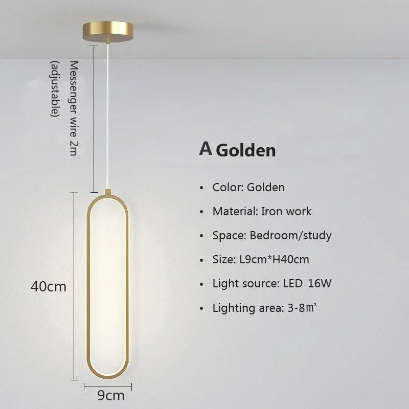 Moderne, minimalistische LED - Pendelleuchte: Gold - Schwarz - Kronleuchter für Schlaf - und Wohnzimmer - ApolettaApoletta