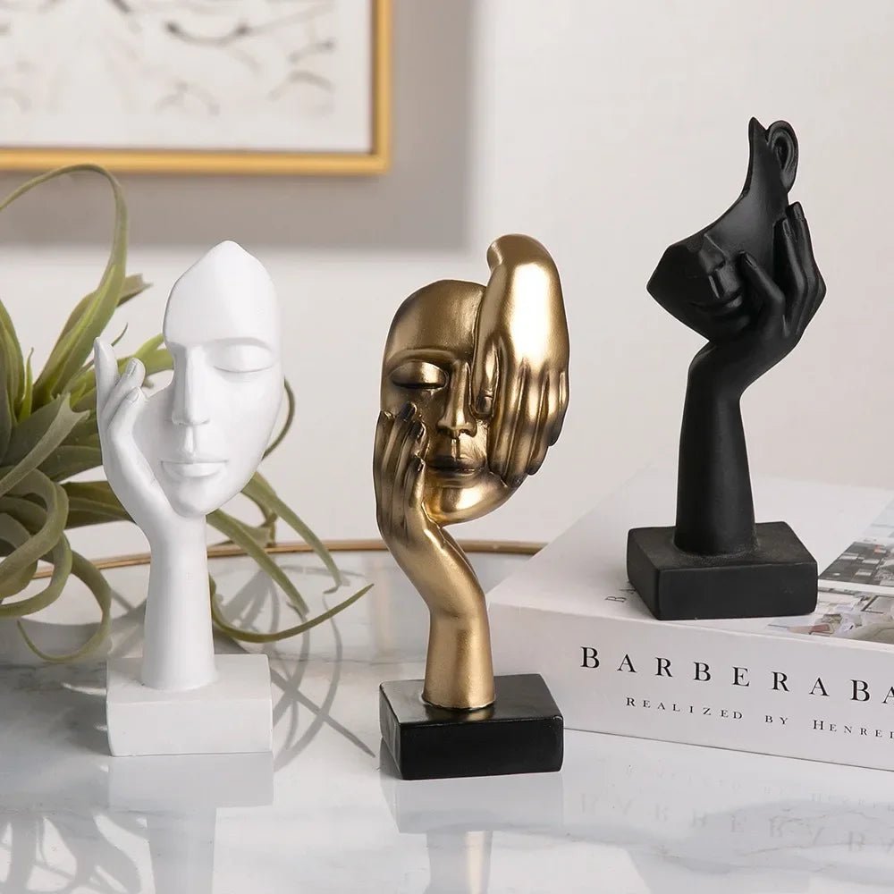 Harz - Statue: Nordische Skulptur & Gesicht - Figur für Büro und Zuhause - ApolettaApoletta