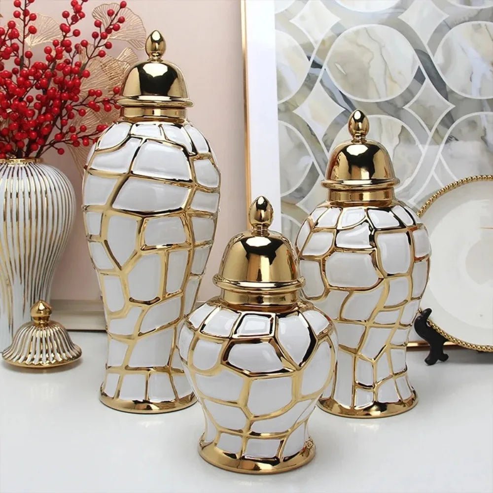 Nordische Keramik - Vase mit galvanisiertem Finish – Multifunktionale Wohnkultur - ApolettaApoletta