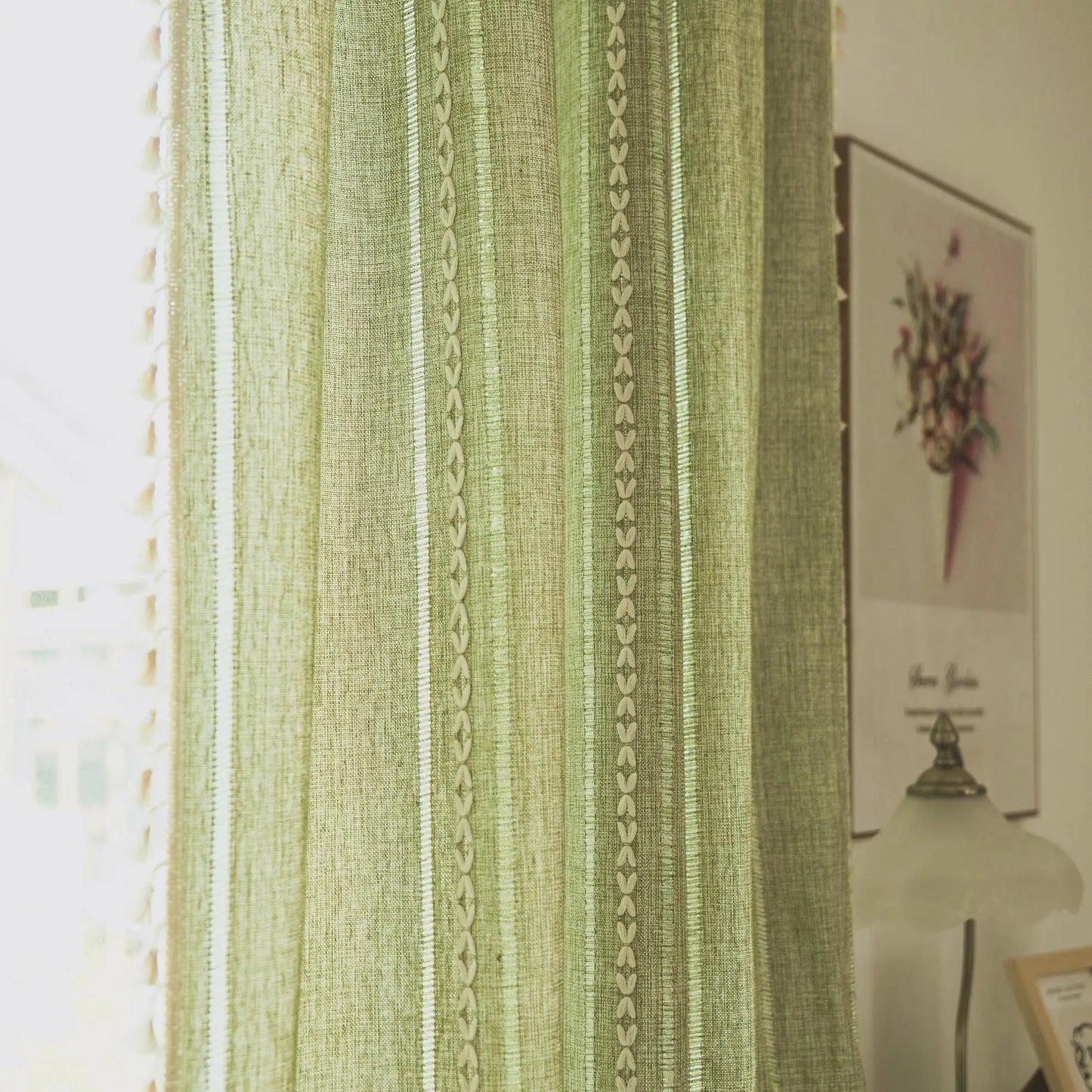 Boho - Vorhang mit Quasten: Stickerei & Vintage - Design für Schlafzimmer, Esszimmer & Küche - ApolettaApoletta