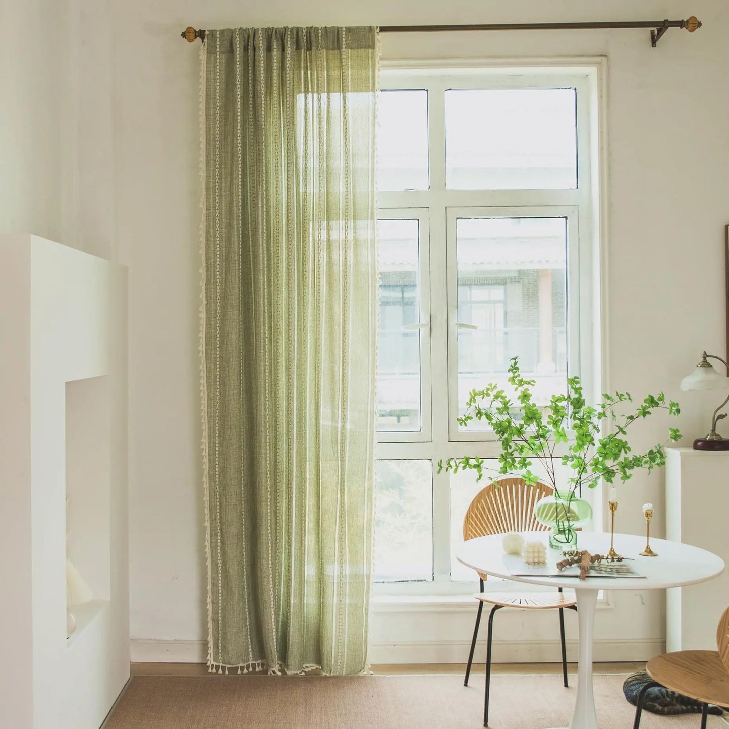 Boho - Vorhang mit Quasten: Stickerei & Vintage - Design für Schlafzimmer, Esszimmer & Küche - ApolettaApoletta