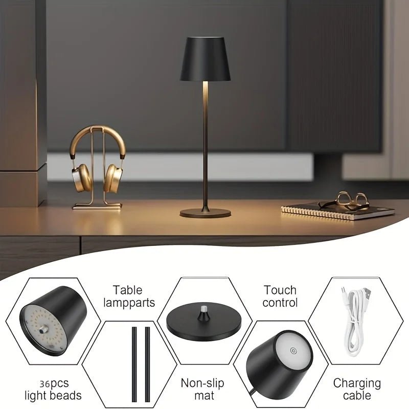 Wiederaufladbare LED - Tischlampe – Elegantes, kabelloses Nachtlicht mit Touch - Sensor - ApolettaApoletta
