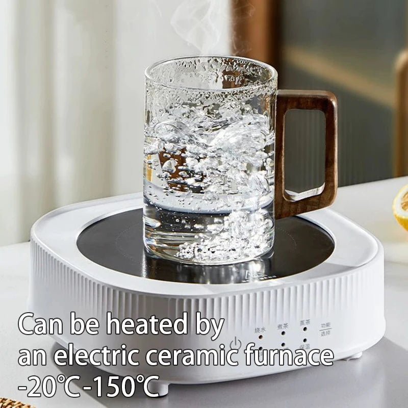 Glas - Tassen mit Walnuss - Griff: 2er - /4er - /6er - Set hitzebeständige Becher für Kaffee & Tee (300 ml) - ApolettaApoletta