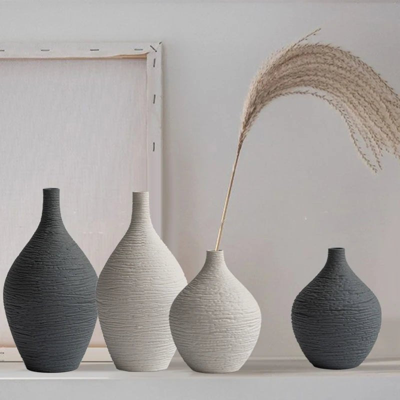 Keramik - Vase: Nordische, schmale Blumentopf - Deko für Wohnzimmer & Büro - ApolettaApoletta