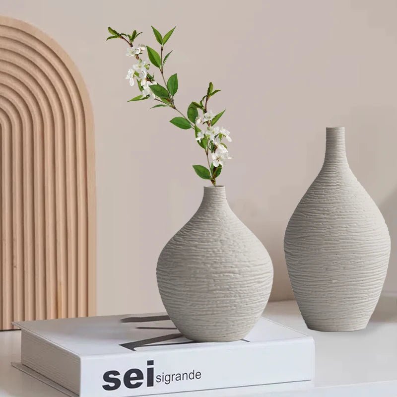 Keramik - Vase: Nordische, schmale Blumentopf - Deko für Wohnzimmer & Büro - ApolettaApoletta