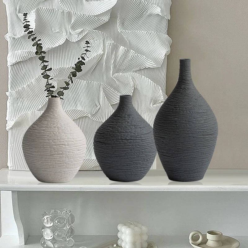 Keramik - Vase: Nordische, schmale Blumentopf - Deko für Wohnzimmer & Büro - ApolettaApoletta