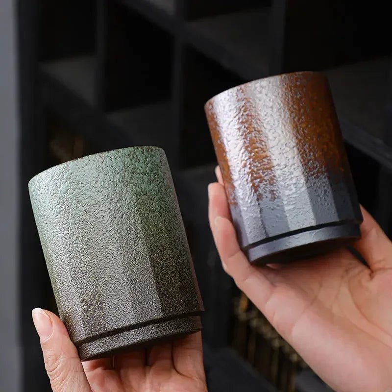 Vintage - Keramiktasse: Handgefertigte, große Kaffeetasse aus Steinzeug im rustikalen Design - ApolettaApoletta