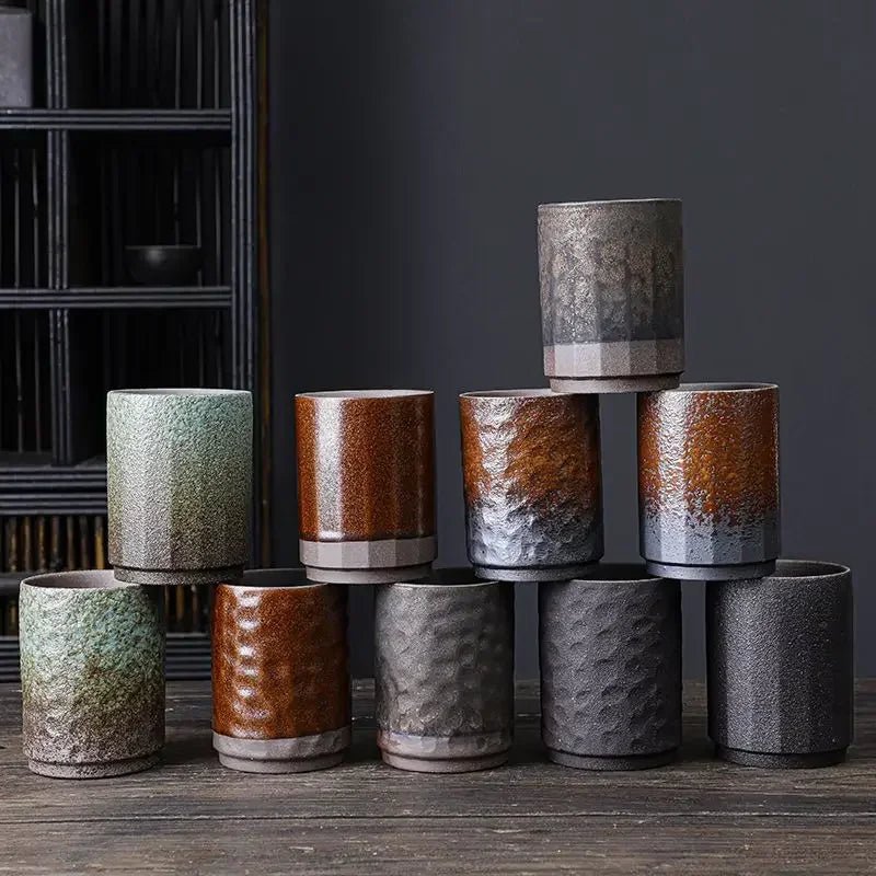 Vintage - Keramiktasse: Handgefertigte, große Kaffeetasse aus Steinzeug im rustikalen Design - ApolettaApoletta