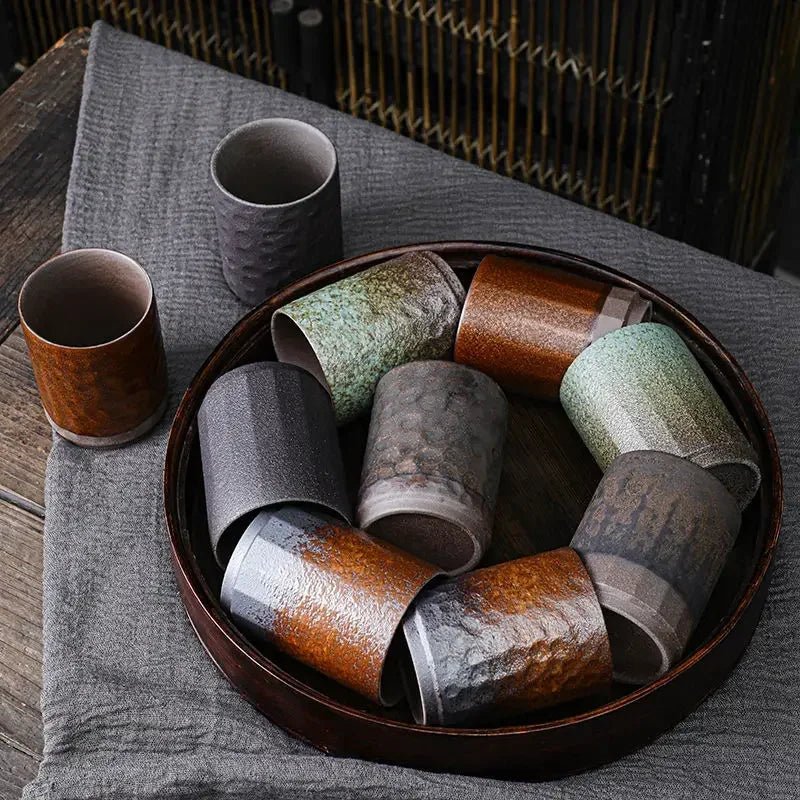 Vintage - Keramiktasse: Handgefertigte, große Kaffeetasse aus Steinzeug im rustikalen Design - ApolettaApoletta