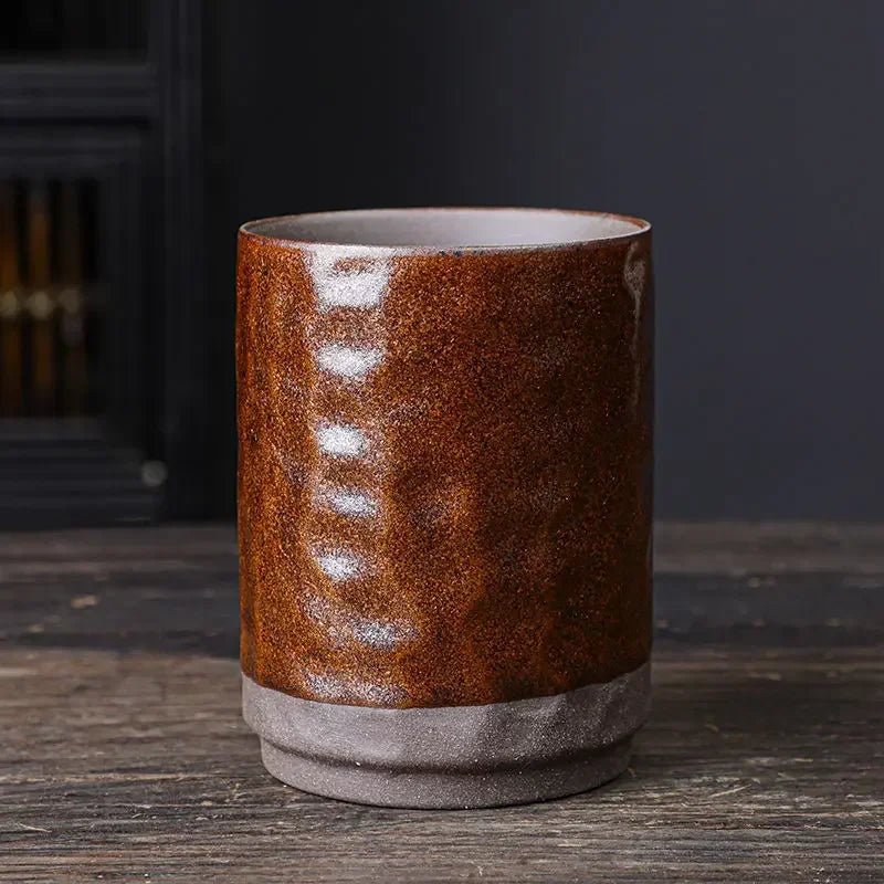 Vintage - Keramiktasse: Handgefertigte, große Kaffeetasse aus Steinzeug im rustikalen Design - ApolettaApoletta
