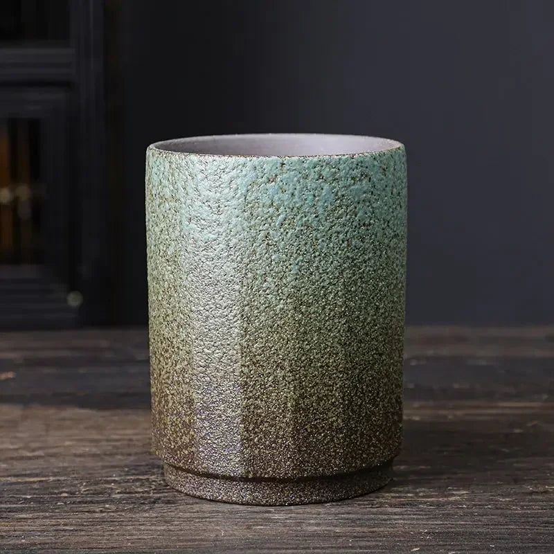 Vintage - Keramiktasse: Handgefertigte, große Kaffeetasse aus Steinzeug im rustikalen Design - ApolettaApoletta