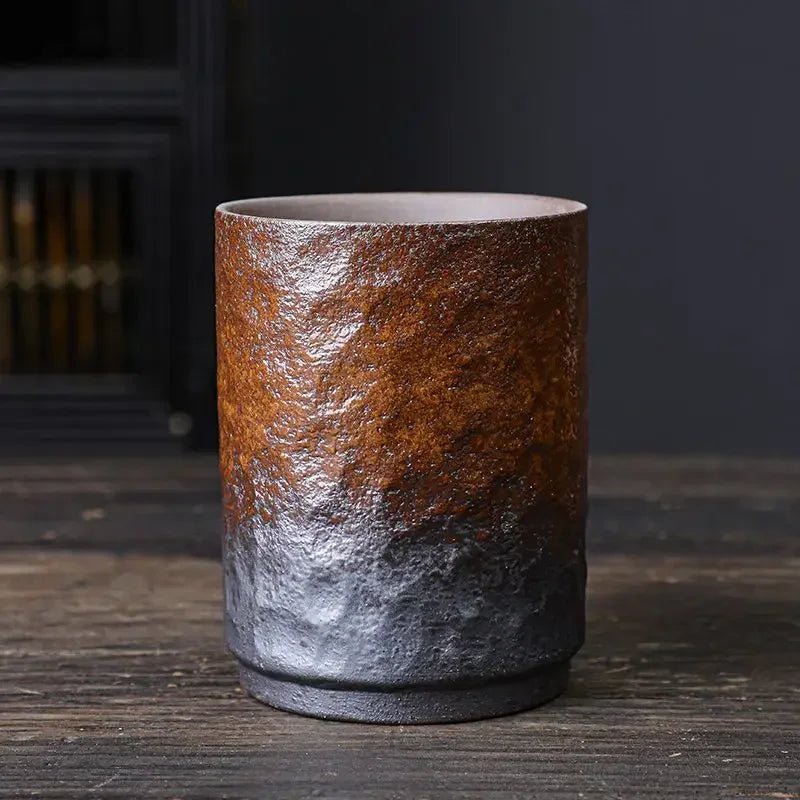 Vintage - Keramiktasse: Handgefertigte, große Kaffeetasse aus Steinzeug im rustikalen Design - ApolettaApoletta