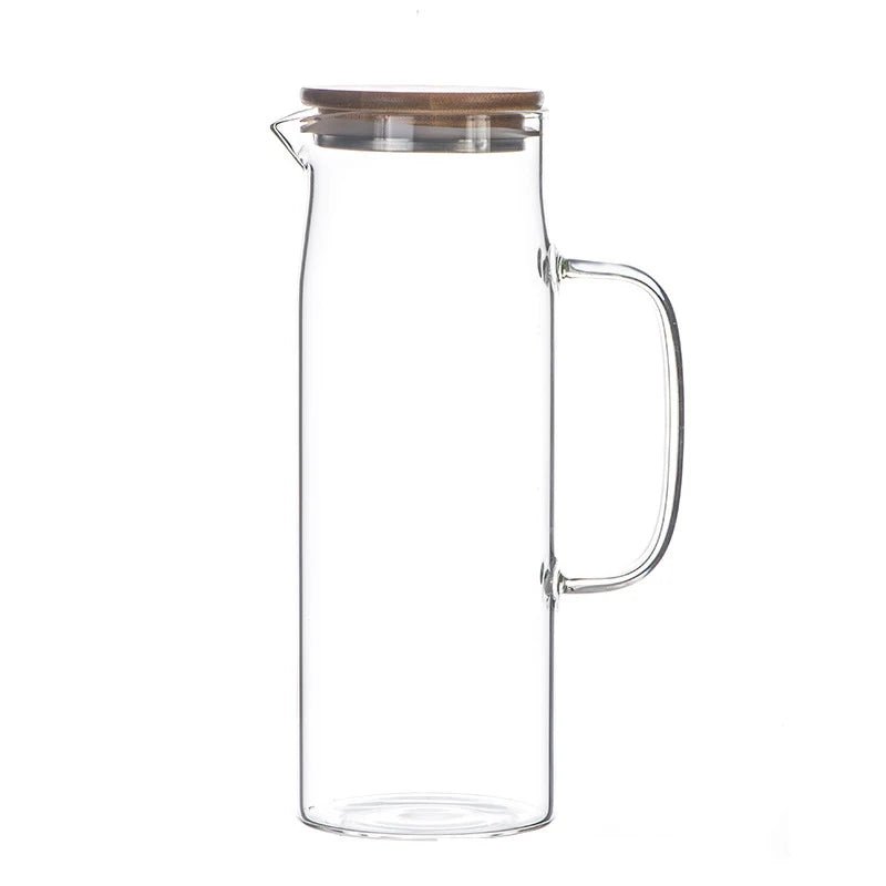 Verdickter Glaskessel mit Bambusdeckel: 1000/1500 ml Kanne mit Filter für Tee, Saft und Kaffee - ApolettaApoletta