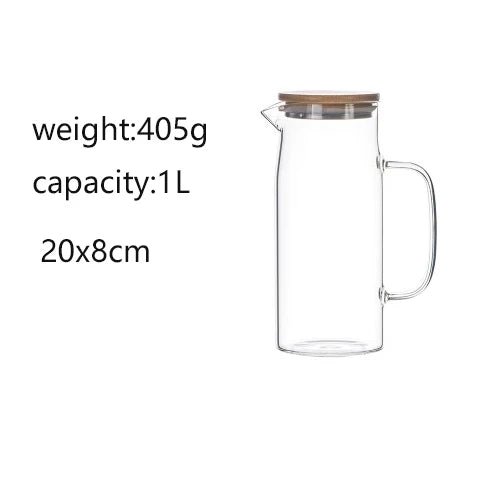 Verdickter Glaskessel mit Bambusdeckel: 1000/1500 ml Kanne mit Filter für Tee, Saft und Kaffee - ApolettaApoletta